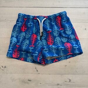 Maamgic kids‎ blue pink fish bones swim trunks 2T